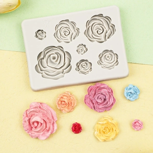 3D rose flower silicone mold for DIY soap, chocolate, and cake decoration with 7 cavities