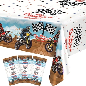 Disposable Plastic Party Tablecloth Waterproof Motocross Racing Tractor Farm Birthday Celebration Themed Decoration