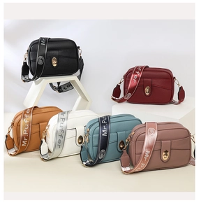 Bolso bandolera de piel PU para mujer con correa ancha bolso casual de múltiples colores
