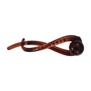 Elegant coffee brown twisted claw clip with spherical end detail on a white background