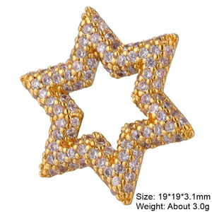 Macro shot of gold star charm with micro-pave zircons for DIY jewelry making