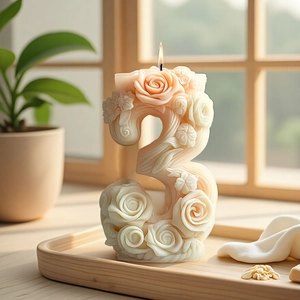 Floral Number Silicone Mold 3D Rose Lily Relief For DIY Aromatherapy Candle Soap Making Plaster Ornament Elegant Decor