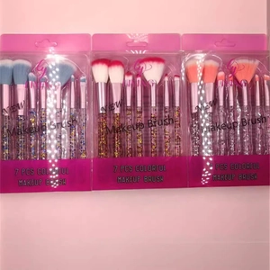 Portable Makeup Brushes Transparent Acrylic Handles Colorful Sequins Soft Synthetic Bristles Eyeshadow Powder Beauty Tool