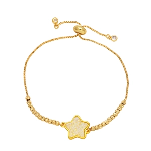 Adjustable gold star bracelet with shimmering opal stone and delicate box chain