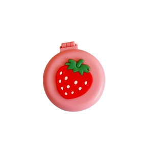 Mini spazzola per capelli fragola rosa con specchio, pettine da massaggio portatile