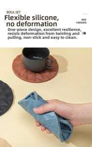 Detail showing high-flexibility blue silicone mat withstanding twisting and pulling
