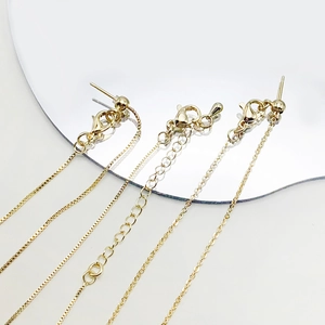 Adjustable 14k gold-plated box and cross chain necklaces for DIY jewelry making