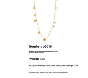 Dettaglio della collana in acciaio al titanio placcato oro 18k con ciondoli tondi