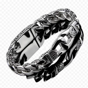 Vintage stainless steel heavy link chain bracelet with engraved fist clasp for men