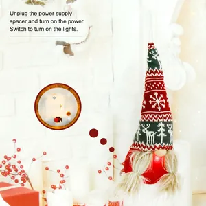 Gnome de Noël LED en peluche avec bonnet tricoté flocon de neige pour décoration de fête