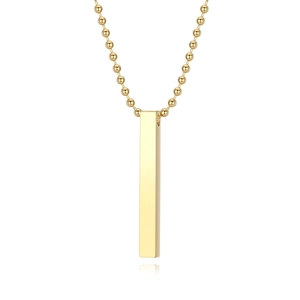 Minimalist gold-plated vertical bar pendant necklace with a sleek polished box chain finish