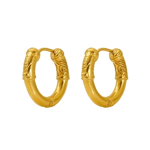 18K gold plated stainless steel moiré earrings with minimalist textured round design