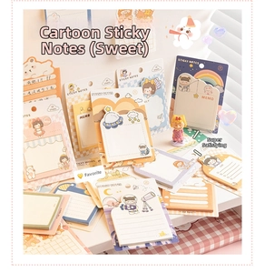 Colección detallada de notas adhesivas de dibujos animados en varios colores de macaron