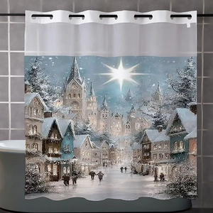 Tenda da doccia impermeabile con stampa di paesaggio invernale di una città europea