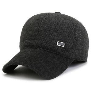 Casquette de baseball d'hiver doublée polaire pour homme en laine gris foncé chic