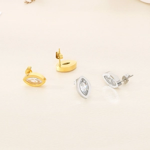 Modische Tropfenohrringe aus Edelstahl mit funkelnden Marquise-Zirkonia in Gold und Silber