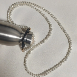 Elegant 1.2m pearl shoulder strap chain with gold clasps for bags and phone cases