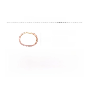 Detail showing dimensions and material parameters of pink zircon tennis bracelet in rose gold