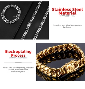 Detailed macro view of 316L stainless steel curb chain with secure box clasp closure