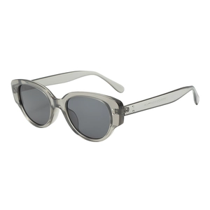 Lunettes de soleil œil-de-chat ovales rétro Y2K avec monture gris fumé et verres foncés