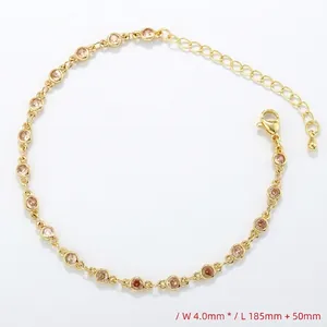 Detail of gold bracelet with champagne round-cut crystals, 185mm length and 4mm width