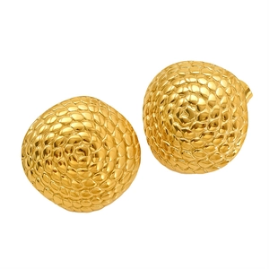 Boucles d'oreilles rondes en acier inoxydable plaqué or 18 carats avec motif écaille