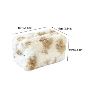 Detailed plush brown leopard pattern makeup bag dimensions 18x9x9 cm on white background