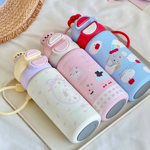 Gourdes pour enfants en acier 316 avec motifs de dessins animés et couvercle à paille