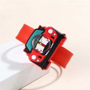 Kids red racing car slap watch with silicone band and clear numeric dial for boys