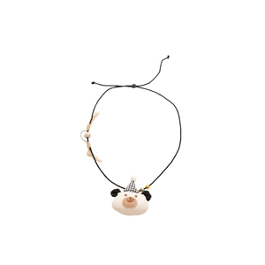 Cute teddy bear charm necklace with party hat and adjustable black cord accessory