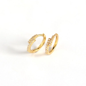 Minimalist S925 sterling silver hoop earrings with gold coating and micro-set cubic zirconia