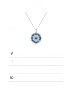 Detail showing S925 sterling silver evil eye necklace dimensions and weight parameters