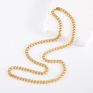 Minimalist 6mm golden stainless steel chain necklace for men on elegant white stones