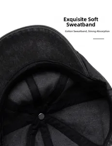 Detail of soft cotton sweatband and premium stitching inside the vintage newsboy cap