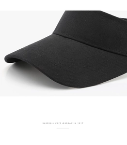 Close-up of black cotton sun visor showing high-density twill fabric and reinforced stitching