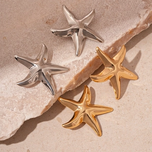 Fashion Ocean Metallic Starfish Stud Earrings Gold Silver Plated Iron Sea Star Earrings For Women Western Daily Jewelry
