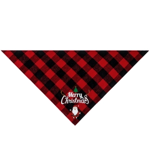 Christmas red buffalo plaid cotton pet dog bandana with Merry Christmas print