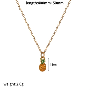 Detail of gold pineapple pendant necklace with 400mm chain length and 18mm height