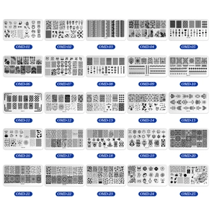 25-piece set of rectangular stainless steel nail art stamping plates with diverse patterns