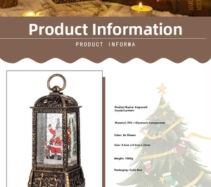 Detailed specifications of bronze Christmas snow globe lantern with Santa Claus interior