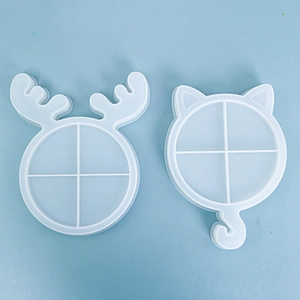 Molde de silicona con formas de gato y astas de reno para manualidades con resina DIY