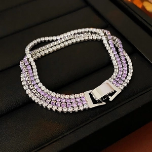 Tennis Bracelet Copper Zircon Sparkling Geometric Wrist Jewelry Fashion Luxury Minimalist For Women Elegant Accessory