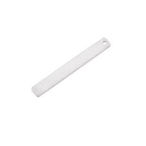 Polished silver stainless steel rectangular bar pendant for custom DIY laser engraving
