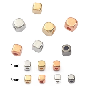 CCB plastic cube spacer beads in gold and silver for DIY jewelry making 3mm 4mm