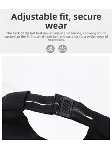Detail of adjustable elastic buckle and reflective strap on quick-dry sun hat