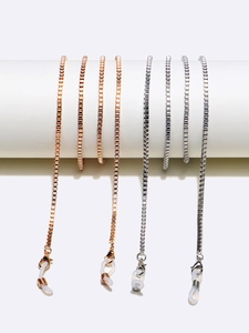 Two-pack box chain eyeglass and mask leash set in rose gold and silver finishes