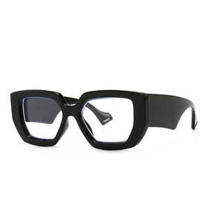 Modern oversized square sunglasses with thick black frames and stylish wide temples