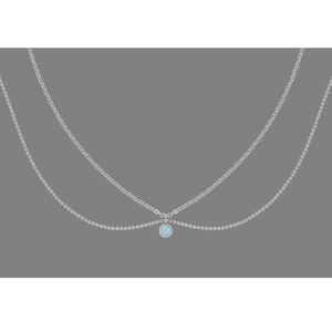 Double Layer Necklace Titanium Steel Round Synthetic Blue Opal Pendant Elegant Minimalist Jewelry For Women