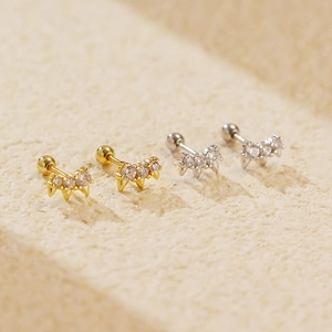 Minimalist S925 silver rivet stud earrings with zircons in gold and silver finish