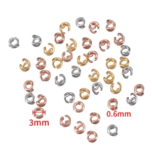 3mm 18K gold plated stainless steel open jump rings in gold, silver and rose gold colors